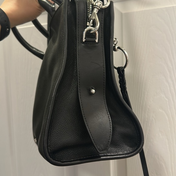 Rebecca Minkoff Bedford Zip Satchel Crossbody Black Leather and Silver Hardware - Picture 5 of 16